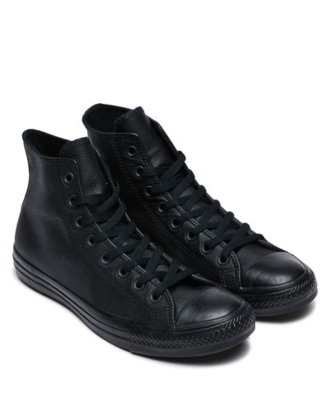 converse mens chuck taylor  star  top leather shoe black monochrome surfstitch