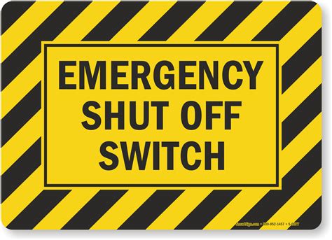 emergency shut  switch signs automatic start hazard signs sku