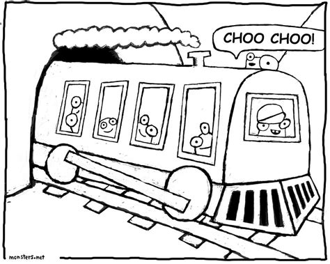 choo choo train coloring book page monsters  kristen