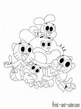 Gumball Amazing Coloring Pages Printable Print Kids Color Cartoon Dessin Darwin Book Imprimer Coloriages Drawings Dessins Colorier Anais Wereld Van sketch template