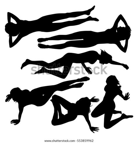 Set Many Black Vector Silhouettes Women Stock Vector Royalty Free