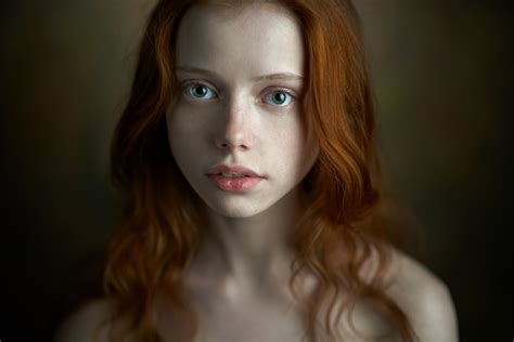Wallpaper Face Women Redhead Long Hair Bare