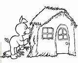 Houses Printable Coloring Popular Pigs Three Pages Little sketch template