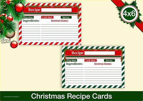 postcard template  christmas recipe cards  recipe cards