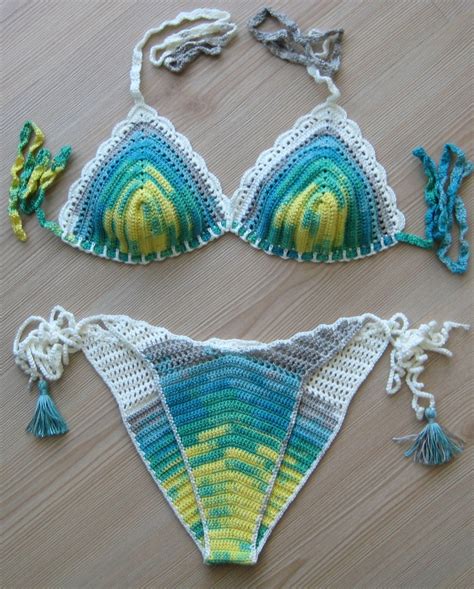 crochet bikini batik color crochet women bikini set
