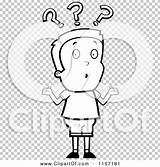 Boy Question Coloring Clipart Marks Confused Shrugging Under Outlined Cartoon Vector Thoman Cory sketch template