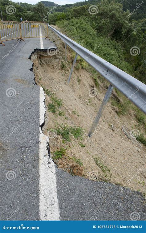 road erosion stock photo image  rails cliff land