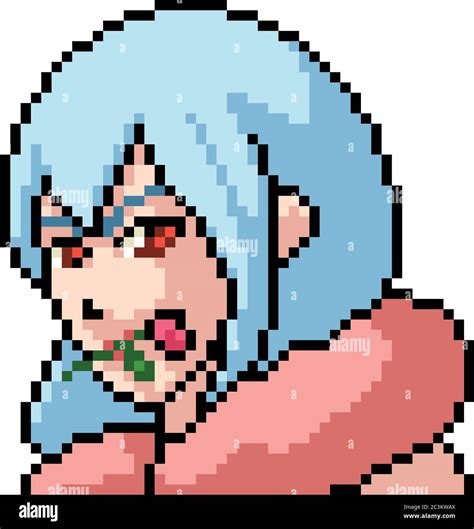 Vector Pixel Art Anime Girl Isolated Cartoon Stock Vector Image And Art