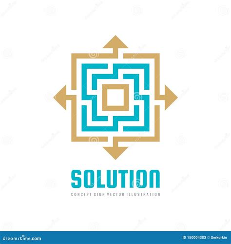 solution concept logo design business strategy geometric sign stock vector illustration
