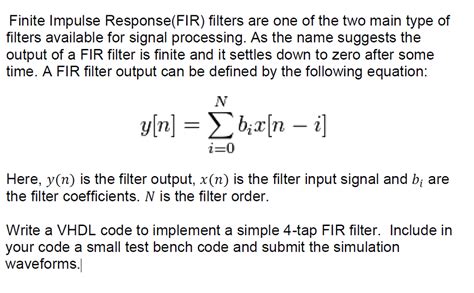 solved finite impulse responsefir filters     cheggcom