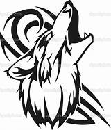 Wolf Tribal Howling Coloring Drawing Pages Moon Tattoo American Native Stock Loup Illustration Clipart Wolves Lobo Head Jackal Predator Sticker sketch template