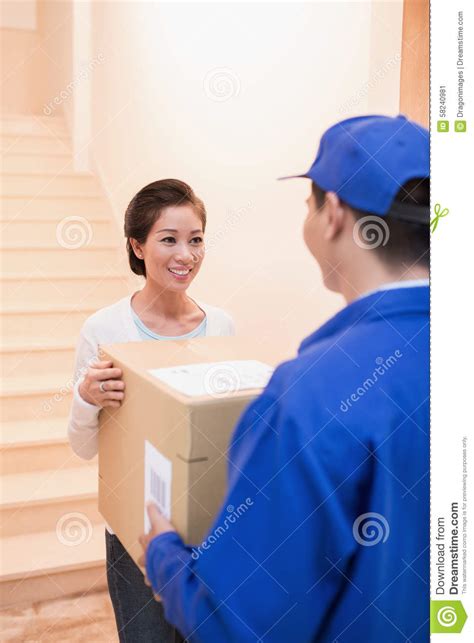 receiving parcel stock image image  parcel vertical