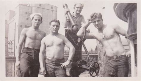 Usn Navy Vintage 1940s Snapshot Photo Of Shirtless Men On