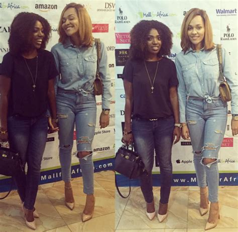 annie idibia and tania omotayo step out in hot denim photos