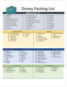 disney packing list templates excel word template
