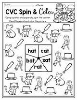 Cvc Spin Color Practice Worksheets Subject Phonics Kindergarten sketch template