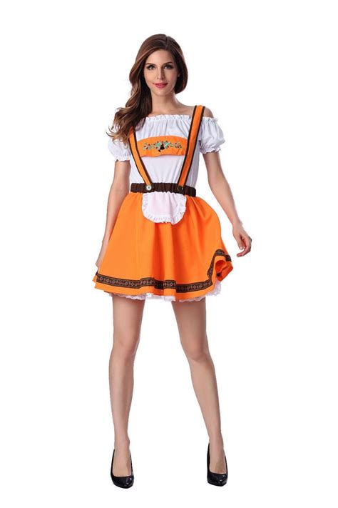 Halloween Orange Sexy Maid Costume M Xl Naughty Beer Girl Costume Women