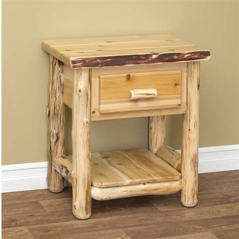 rustic log nightstand country cottage furniture