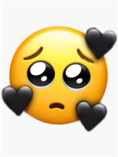 Pleading Face Sad Big Eyes Emoji With Hearts Sticker By
