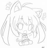 Cat Coloring Girl Anime Pages Cute Chibi Line Popular Library Clipart Coloringhome sketch template
