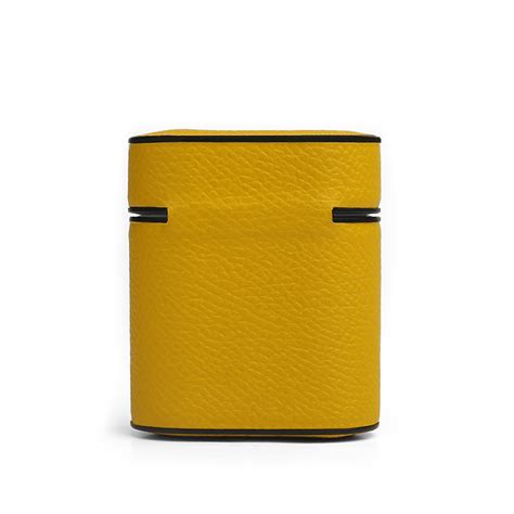 grain leather airpod case lemon yellow jaunter touch  modern