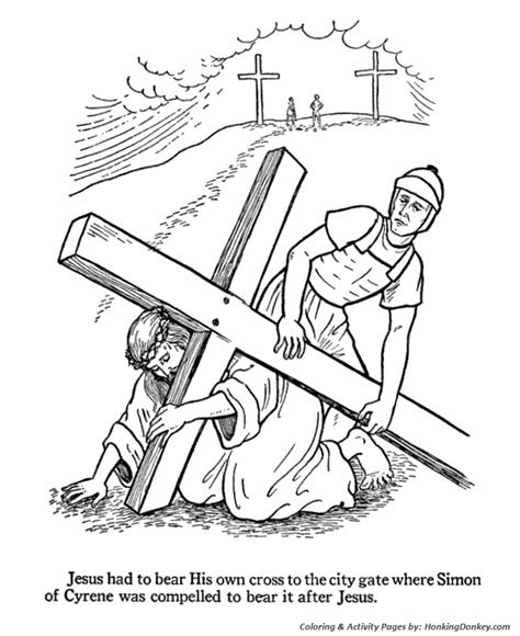 easter bible coloring pages jesus carries  cross honkingdonkey