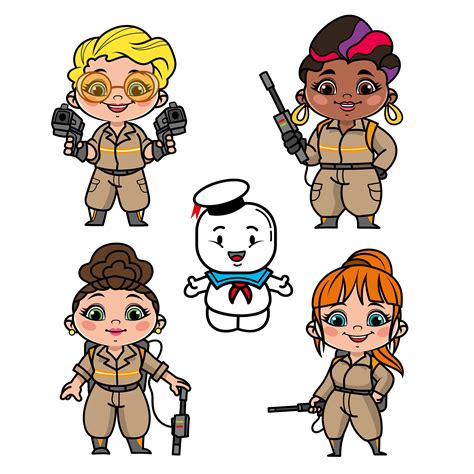 ghostbusters girls clipart png chibi ghostbusters girls cute etsy