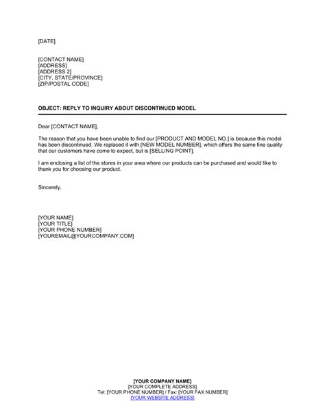 sample letter  discontinued service    letter template