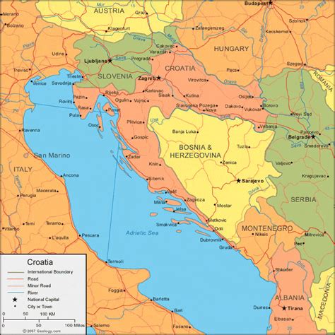 croatia map  satellite image