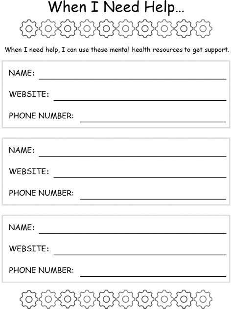 printable worksheet youth mental health resources