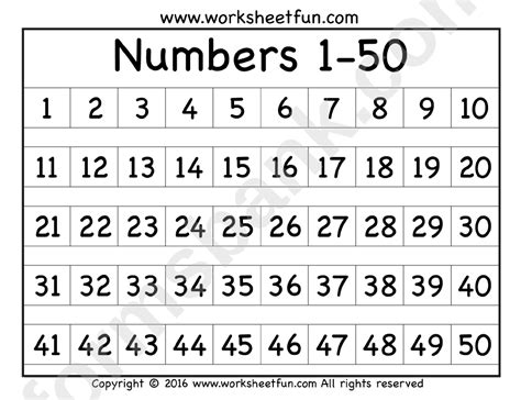 number chart template printable