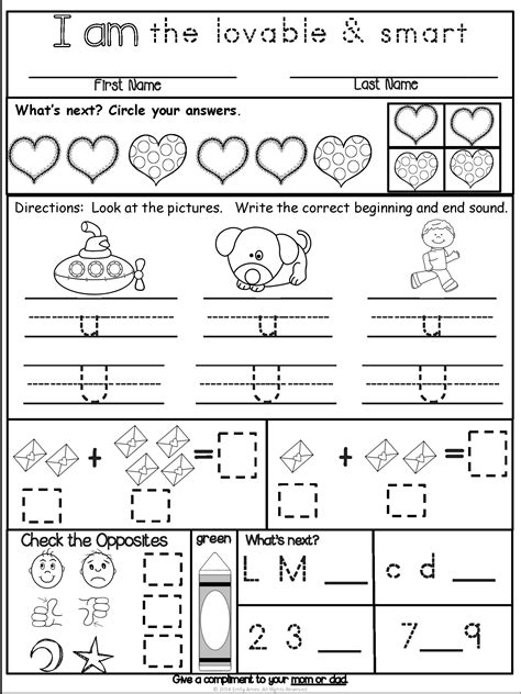 kindergarten homework sheets kindergarten