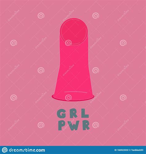 Flat Female Condom Icon On Neutral Background Girl Power Inscription