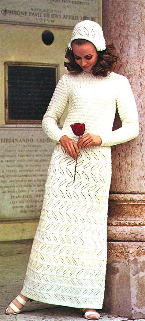 vintage 1960s mod style wedding dress knitting pattern