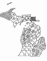 Coloring State Michigan Map Zendoodle Printable sketch template