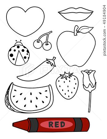 red objects coloring pages