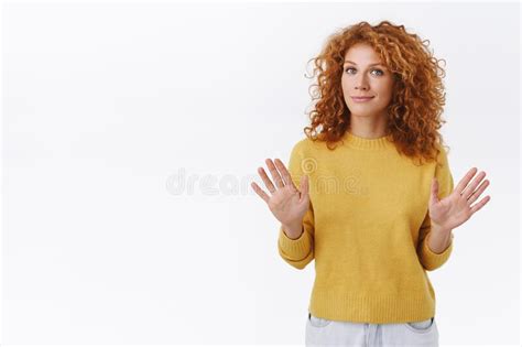 redhead curly hair lady stock image image of casual