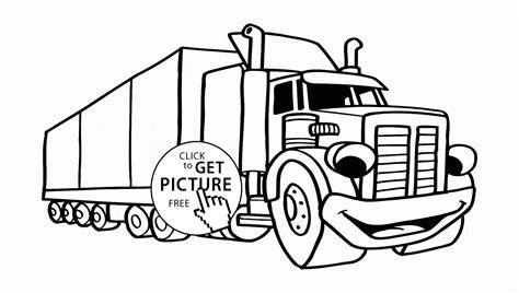 cartoon semi truck coloring page  preschoolers transportation