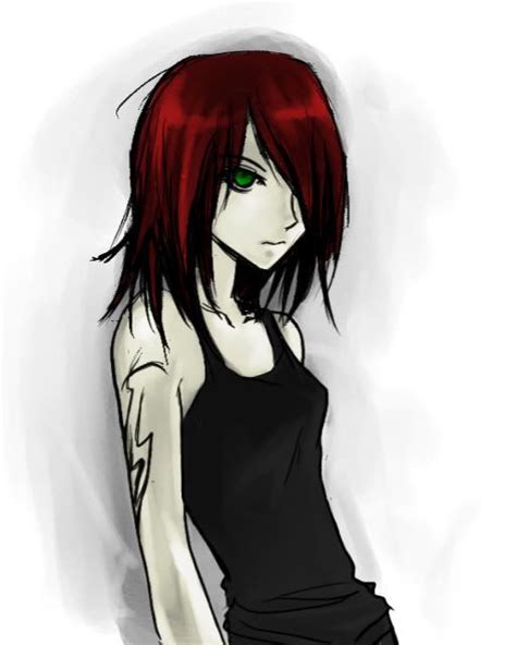 Anime Emo Girl With Red Hair
