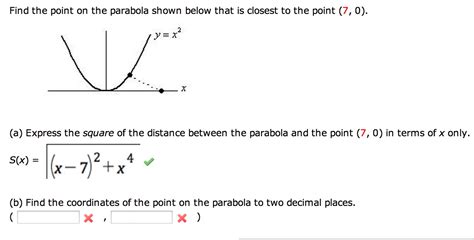 solved find  point   parabola   closest  toscience