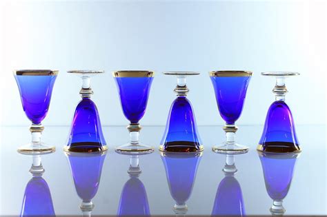 Blue Cordial Glasses Dessert Glasses Liqueur Glasses Cocktail