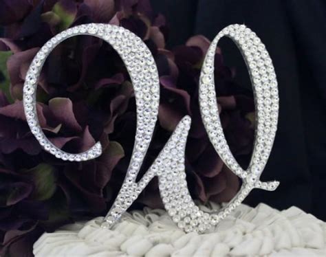 monogram wedding cake topper decorated with swarovski crystals in any letter a b c d e