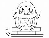Coloring Sled Penguin Printable sketch template
