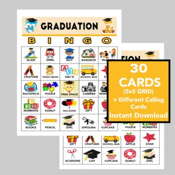 preschool graduation bingo  tenth  games tpt