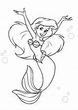 Mermaid Coloring Ariel Little Pages Printable Color sketch template
