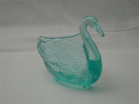Fenton Art Glass Light Blue Swan Candy Dish