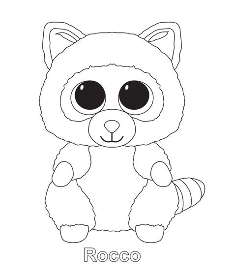 rocco  raccoon ty beanie boo baby coloring pages beanie boo party