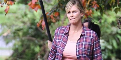 charlize theron looks unrecognisable on set in new film tully