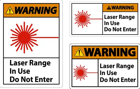 warning laser range     enter sign  vector art