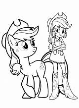 Applejack Coloring Pages Equestria Mlp Girl sketch template